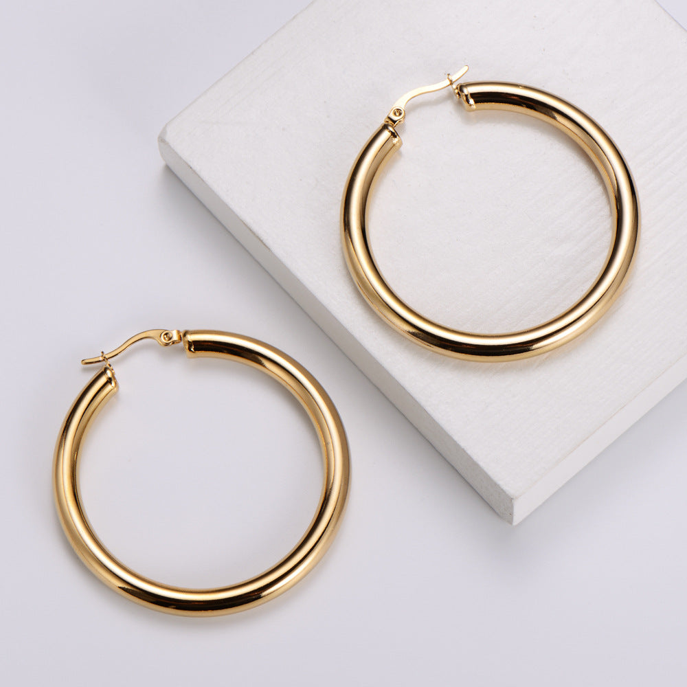 Simple Style Geometric Polishing Stainless Steel No Inlaid Earrings