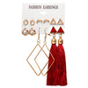 New Hot Sale Bohemian Moon Triangle Tassel Earring Set 6 Pairs Wholesale