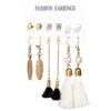 New Hot Sale Bohemian Moon Triangle Tassel Earring Set 6 Pairs Wholesale