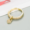 Simple Heart Copper Micro-inlaid Zircon 18k Gold Plated Open Ring