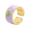 Color Drop Oil Micro Inlaid Ring Peach Heart Eye Pattern Heart Opening Ring