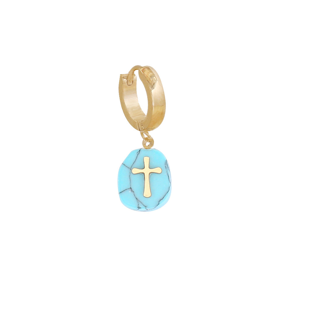 1 Piece Fashion Cross Plating Stainless Steel Natural Stone Earrings