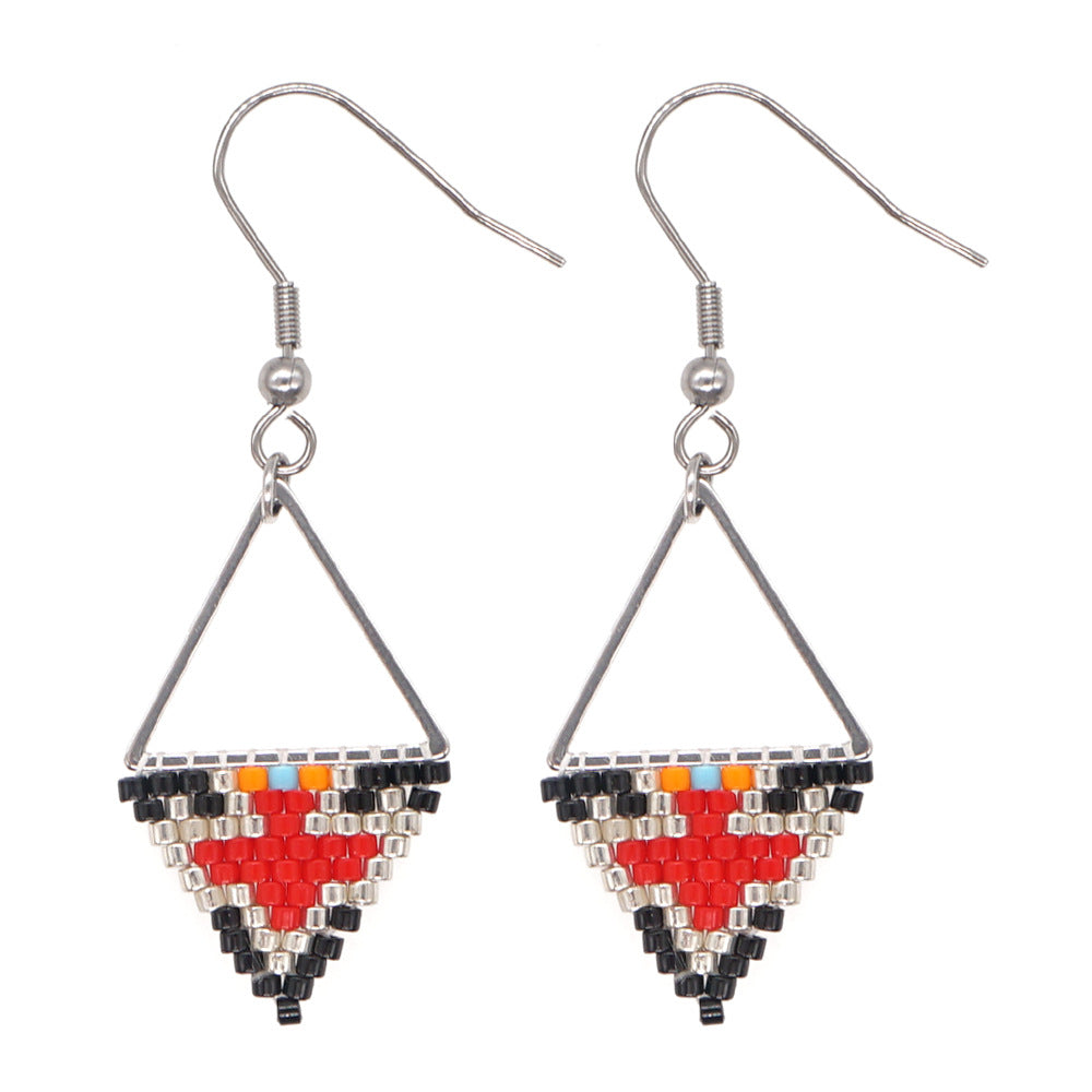 Bohemian Retro Ethnic Miyuki Rice Bead Triangle Earrings