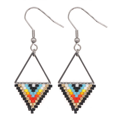 Bohemian Retro Ethnic Miyuki Rice Bead Triangle Earrings