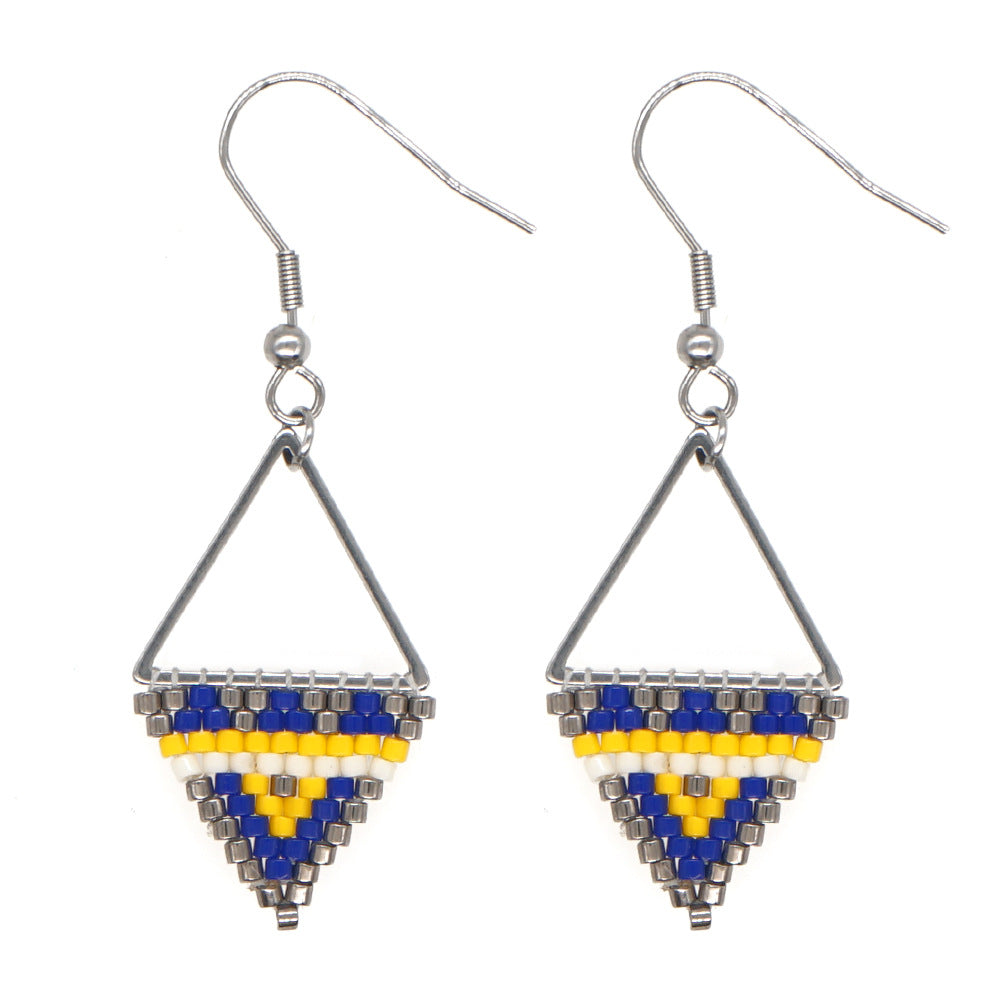 Bohemian Retro Ethnic Miyuki Rice Bead Triangle Earrings