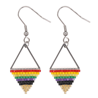 Bohemian Retro Ethnic Miyuki Rice Bead Triangle Earrings