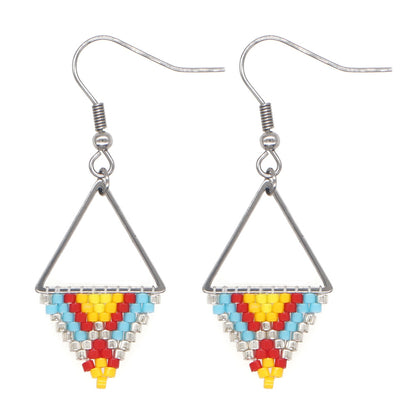 Bohemian Retro Ethnic Miyuki Rice Bead Triangle Earrings