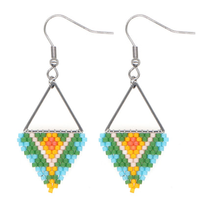 Bohemian Retro Ethnic Miyuki Rice Bead Triangle Earrings