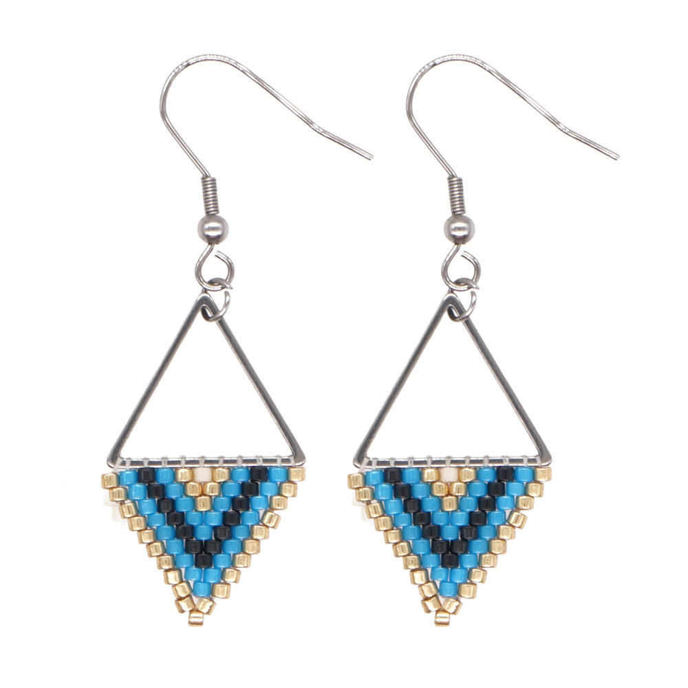 Bohemian Retro Ethnic Miyuki Rice Bead Triangle Earrings