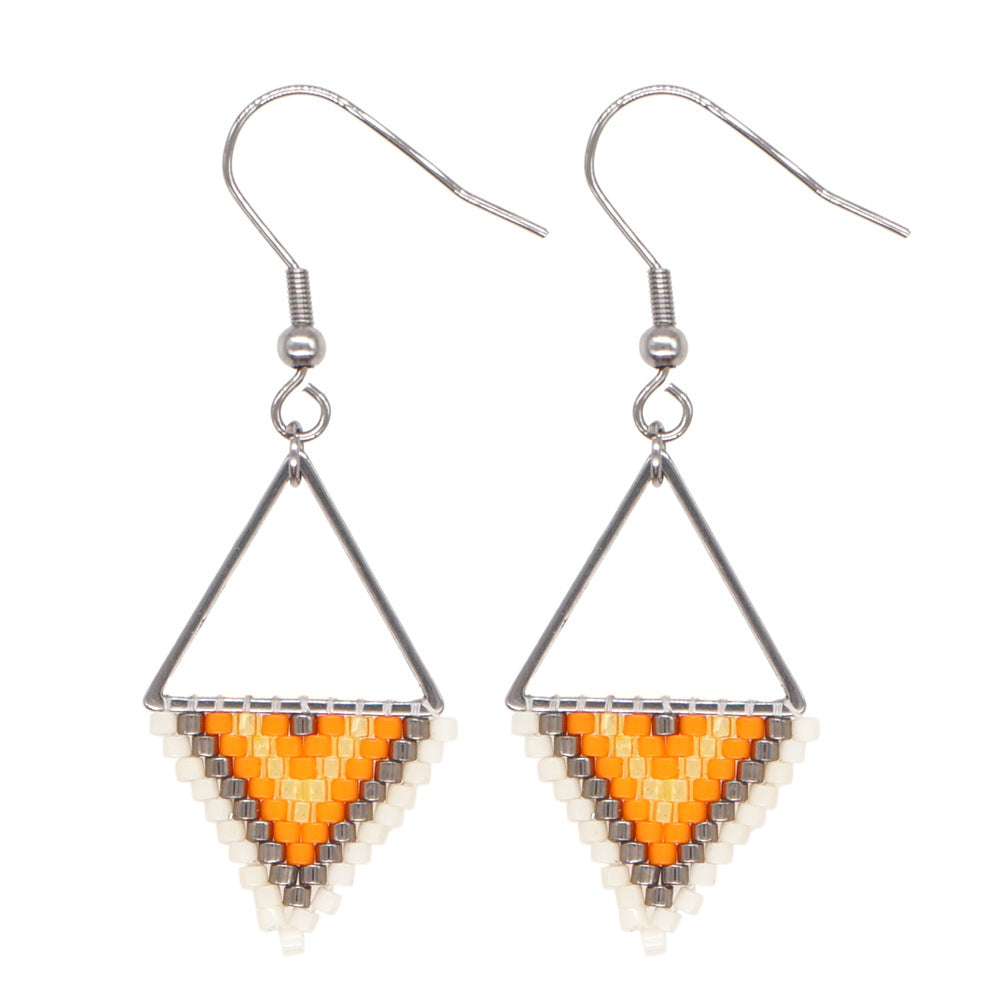 Bohemian Retro Ethnic Miyuki Rice Bead Triangle Earrings