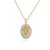 New Copper-plated 18k Gold Dripping Oil Zircon Virgin Mary Pendent Necklace Wholesale