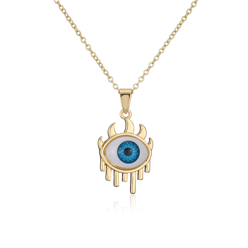 European And American Hot Sale New Copper Plated 18k Gold Lucky Eye Pendant Necklace