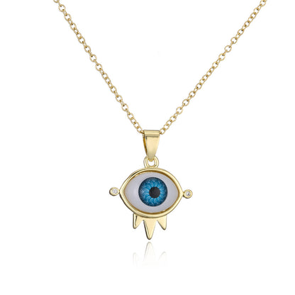 European And American Hot Sale New Copper Plated 18k Gold Lucky Eye Pendant Necklace