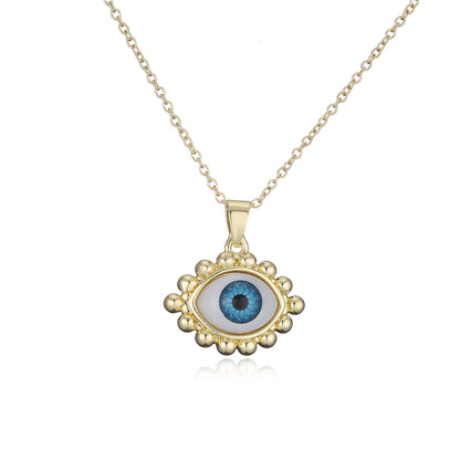 European And American Hot Sale New Copper Plated 18k Gold Lucky Eye Pendant Necklace