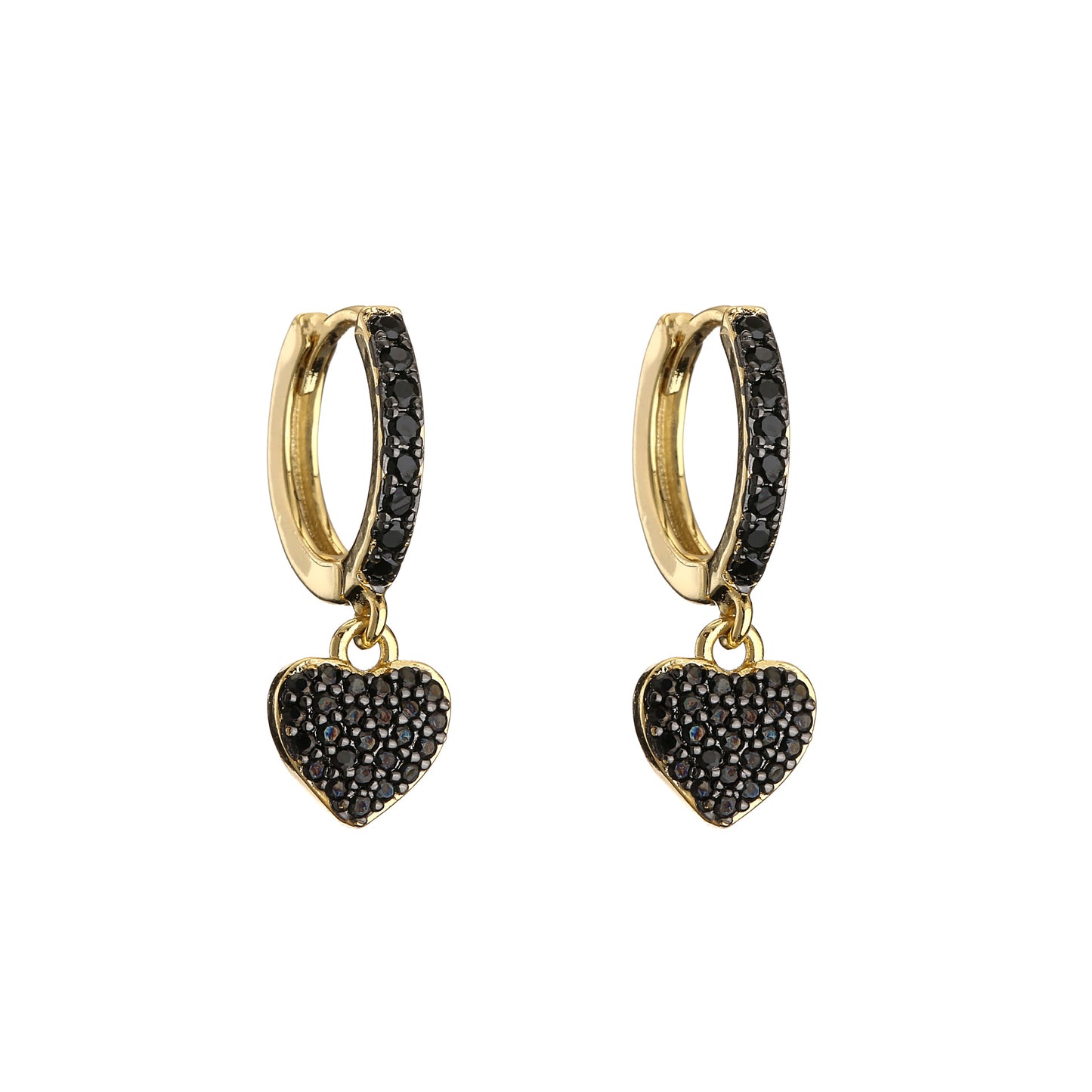 Fashion Micro-inlaid Zircon Colored Diamonds Two-tone Electroplating Heart-shaped Earrings