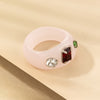 Simple Fashion Transparent Acrylic Resin French Retro Wind Creative Diamond Ring