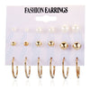 European And American Wholesale Creative Pearl Circle Earring Set 9 Pairs