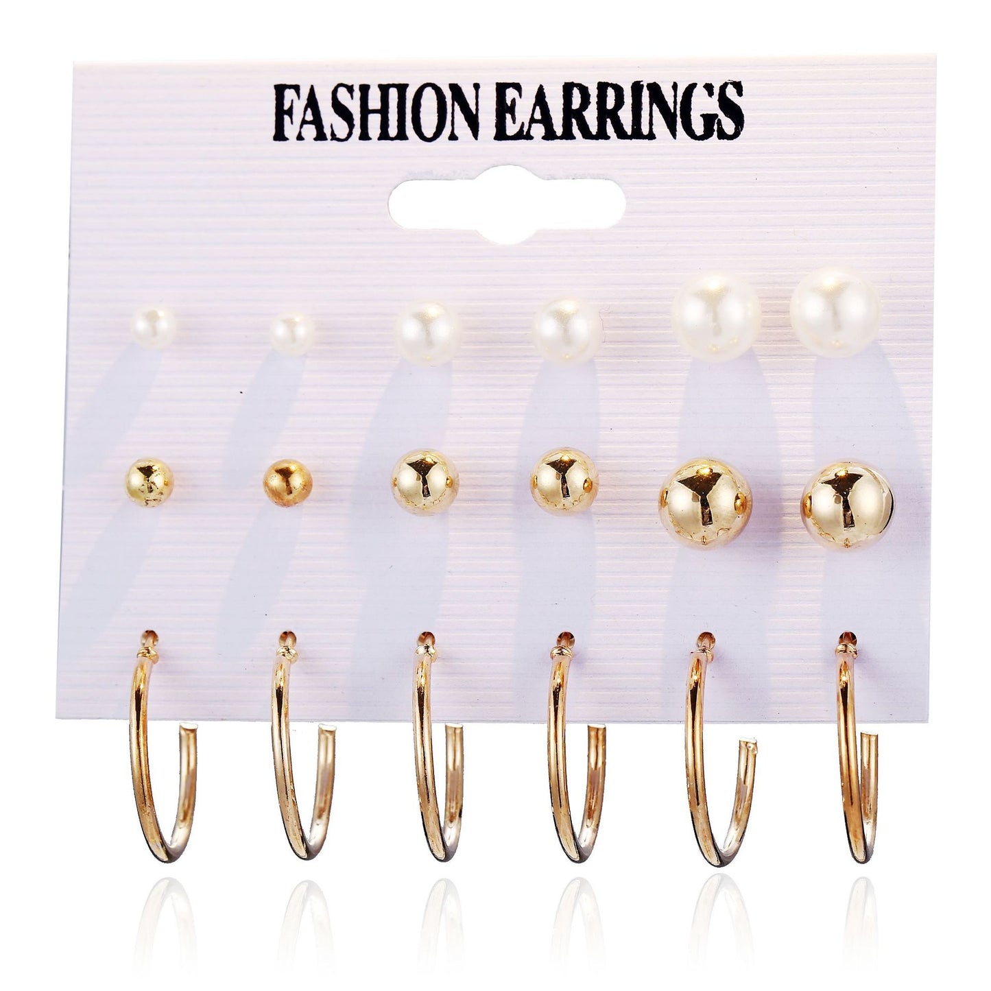 European And American Wholesale Creative Pearl Circle Earring Set 9 Pairs