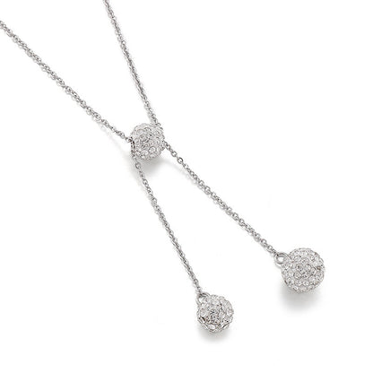 Fashion Mud Full Diamond Ball Stainless Steel Necklace