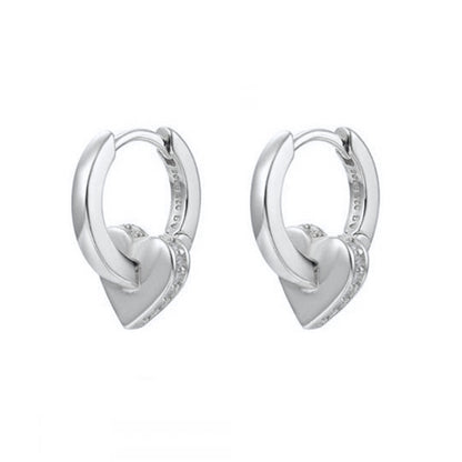 Trendy Circle Ear Buckle Geometric Heart-shaped Diamond Personalized Earrings