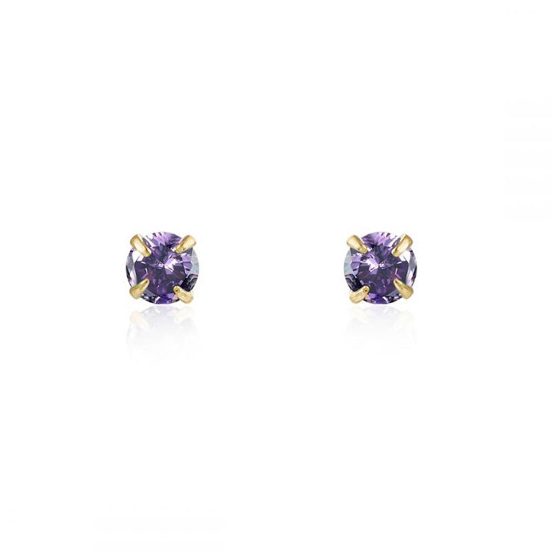 Fashion Simple Multicolor Zircon Four Claw Earrings