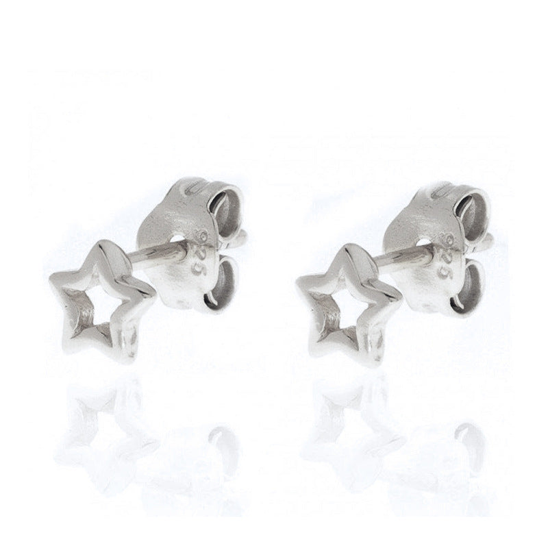 1 Pair Streetwear Star Moon Inlay Sterling Silver Copper Zircon Ear Studs