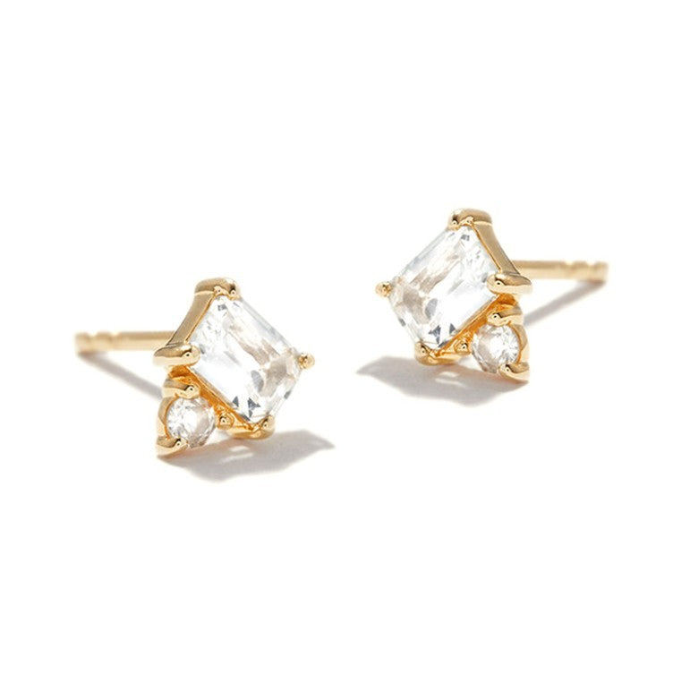 Fashion Micro Inlaid Square Zircon Earrings Ear Buckle