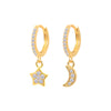 Star Moon Diamond Earrings Ear Hoop Fashion Earrings