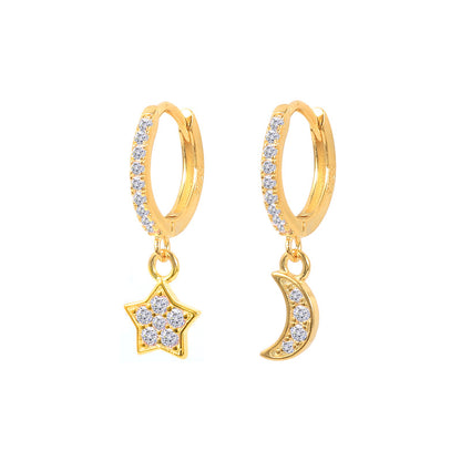 Star Moon Diamond Earrings Ear Hoop Fashion Earrings