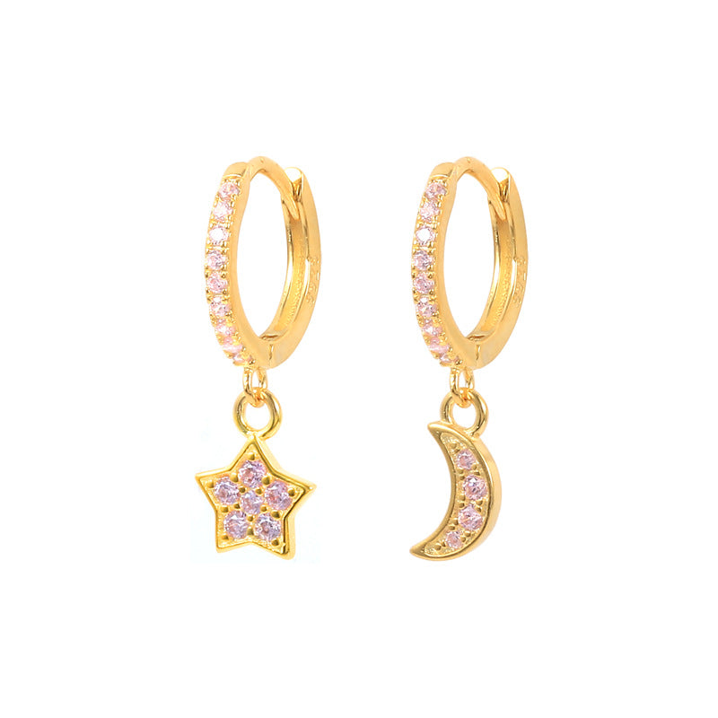 Star Moon Diamond Earrings Ear Hoop Fashion Earrings