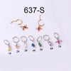 Stainless Steel Closed Ring Colorful Zircon Dinosaur Ear Bone Ring