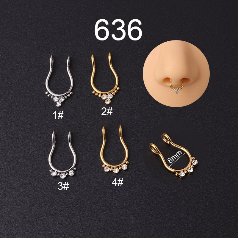 Stainless Steel Diamond-studded U-shaped Nose Clip