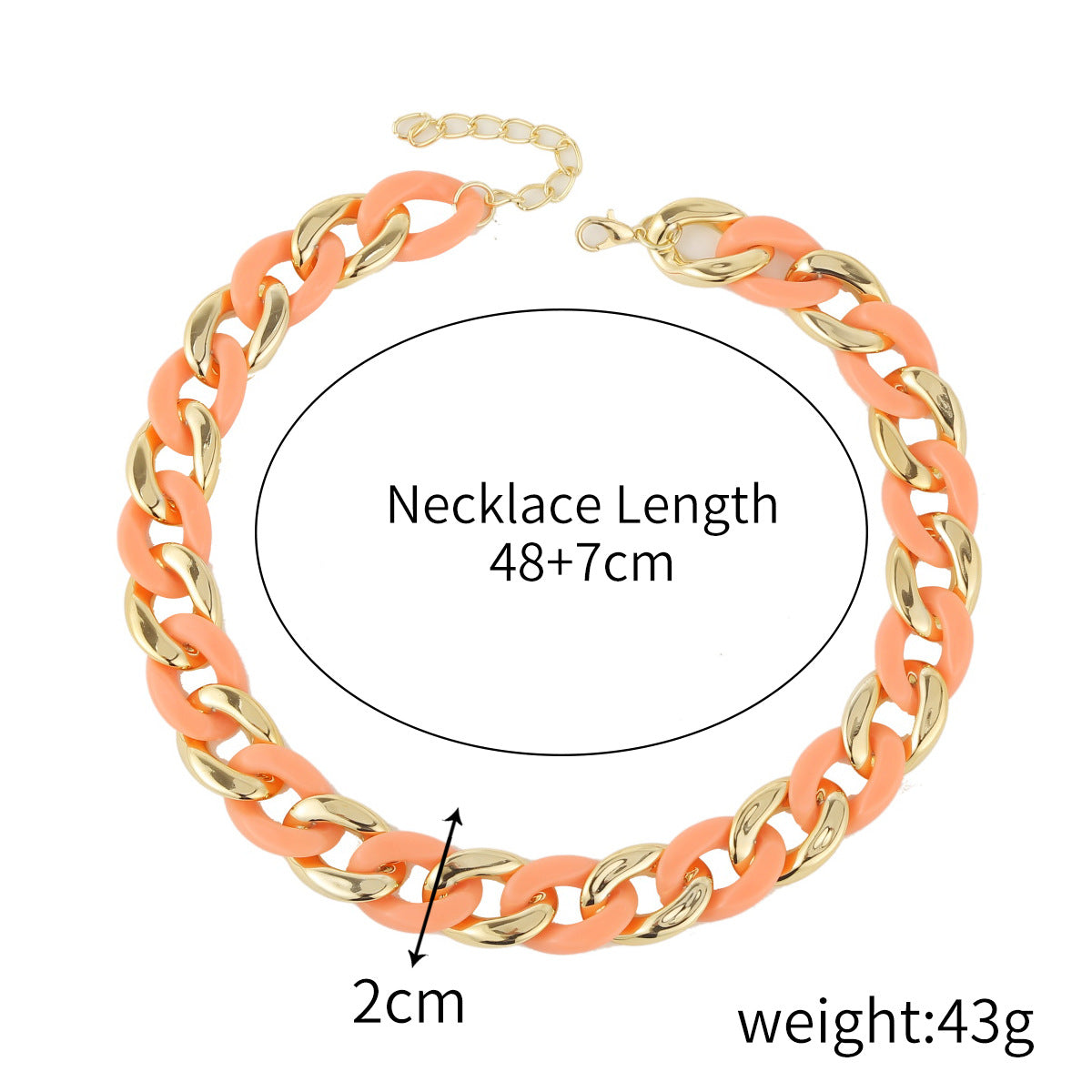 Fashion Multicolor Acrylic Necklace Non-fading Rock Punk Thick Chain Necklace