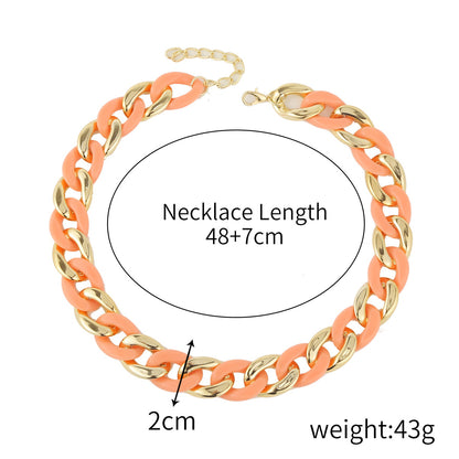 Fashion Multicolor Acrylic Necklace Non-fading Rock Punk Thick Chain Necklace