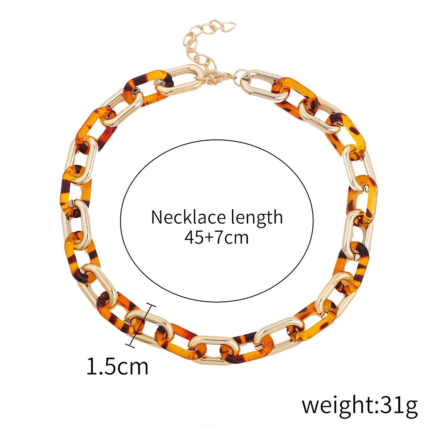 Fashion Multicolor Acrylic Necklace Non-fading Rock Punk Thick Chain Necklace