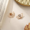 New Crystal Heart Asymmetrical Leaf Pendant Earrings Wholesale