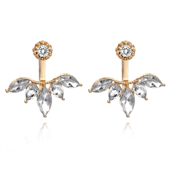 New Crystal Heart Asymmetrical Leaf Pendant Earrings Wholesale