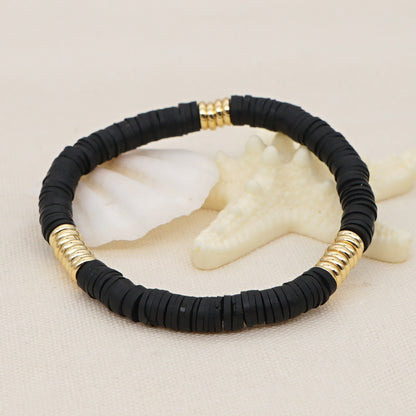 Ethnic Style Stainless Steel Gold-plated Geometric White Soft Ceramic Bracelet Jewelry