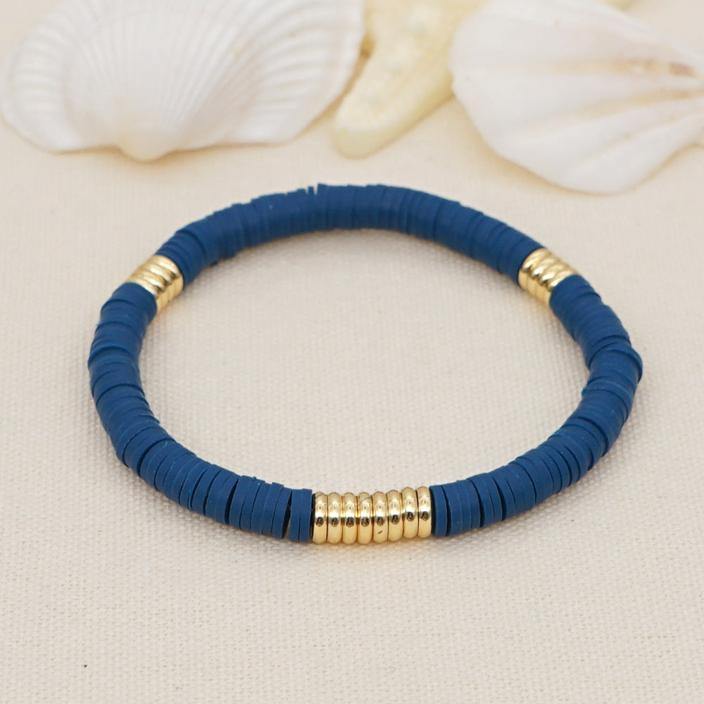 Ethnic Style Stainless Steel Gold-plated Geometric White Soft Ceramic Bracelet Jewelry