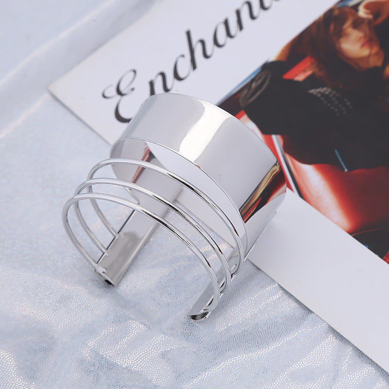 Fashion Personality Metal Bracelet Punk Street Shooting Open Bracelet Hollow Simple Jewelry