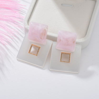 Texture Square Geometric Acrylic Contrast Color Earrings