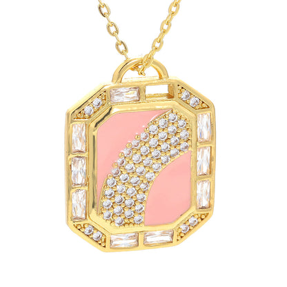 Cross-border Oil Zircon Necklace Hip-hop Rainbow Moon Cold Wind Necklace Clavicle Chain