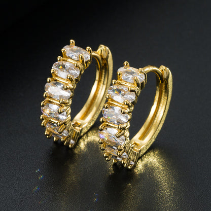 Fashion Geometric Copper Gold-plated Micro-inlaid Zircon Earrings