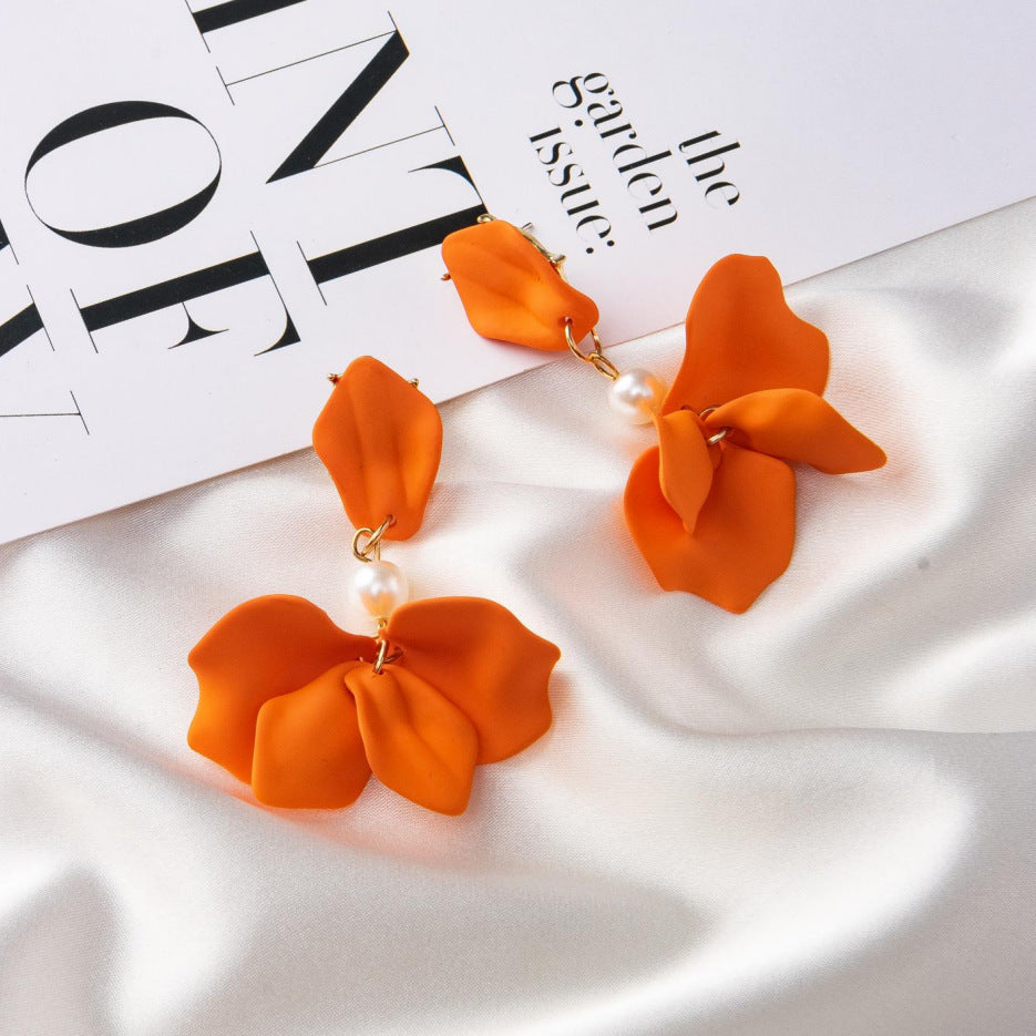 Creative Acrylic Rose Petal Earrings Fashion Earrings