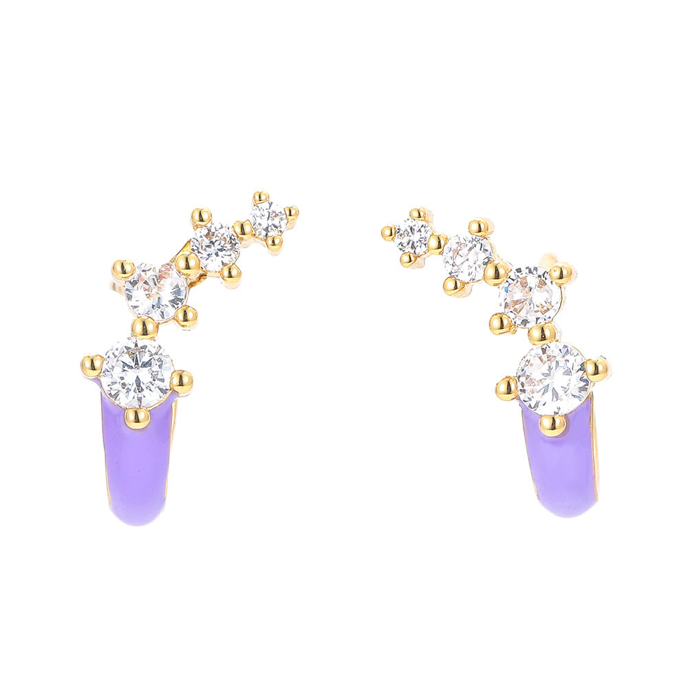 Long Earrings Female Color Drip Enamel Ear Bone Clip Temperament Korean Earrings