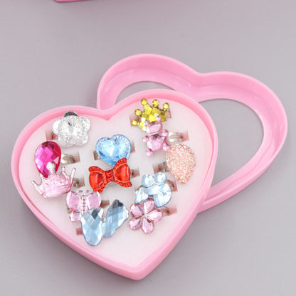 Children's Ring Set Alloy Girl Exquisite Ring Adjustable 36 Pieces