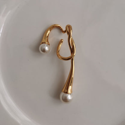 1 Piece Streetwear Irregular Plating Inlay Copper Pearl Ear Cuffs