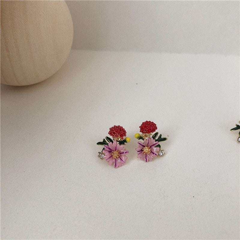 1 Pair Elegant Lady Flower Plating Alloy Ear Studs