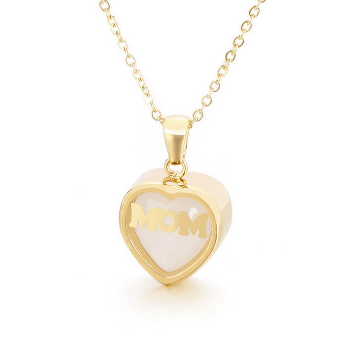 New European And American Fashion Stainless Steel 12 Birthday Stone Heart-shaped Necklace