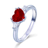 Classic Simulation Pigeon Blood Red Heart-shaped Ring European And American Open Ring